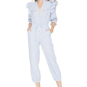 Caballero Casidy Jumpsuit Blue Pin Stripe size small